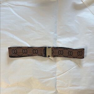 Classic Brown Leather Belt with Geometric Pattern